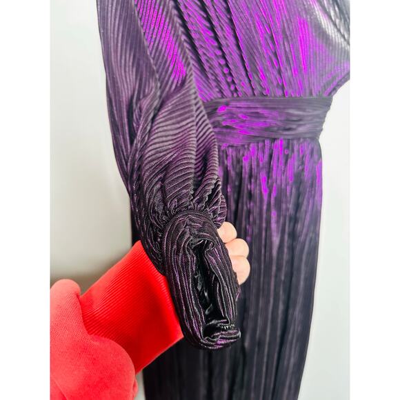 Bronx & Banco Women's Metallic Purple Florence One Shoulder Gown Dress Size XL - Picture 7 of 12